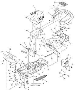 Frame, Body And Seat Group Diagram and Parts List for 2277700-107277700-ZT7000 2004 Briggs and Stratton Lawn Tractor